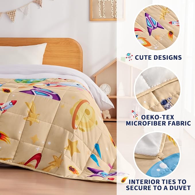 anfie Weighted Blanket Kids(36"x48" 5lbs) Weighted Blanket Cooling Blanket for Sleeping,Throw Size Breathable Blanket with Premium Glass Bead(Beige Aerospace)
