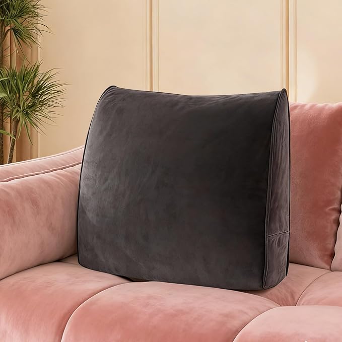 Daneey Back Pillow for Sitting in Bed, Back Support Pillow for Couch, Back Pillow for Couch Replacement, Removable Velvet Cover, Black