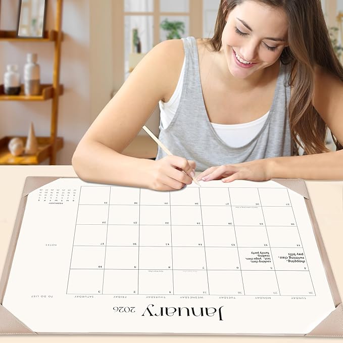 Desk Calendar 2026-2027 with Desk Mat – 22" x 17" Large Desk Pad Calendar Runs from January 2026 to June 2027, Office Supplies Desktop Monthly Calendar for Home & Office