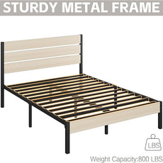 Queen Bed Frame with Headboard and Footboard, with Under Bed Storage, All-Metal Support System, No Box Spring Needed, Easy Assembly, Beige