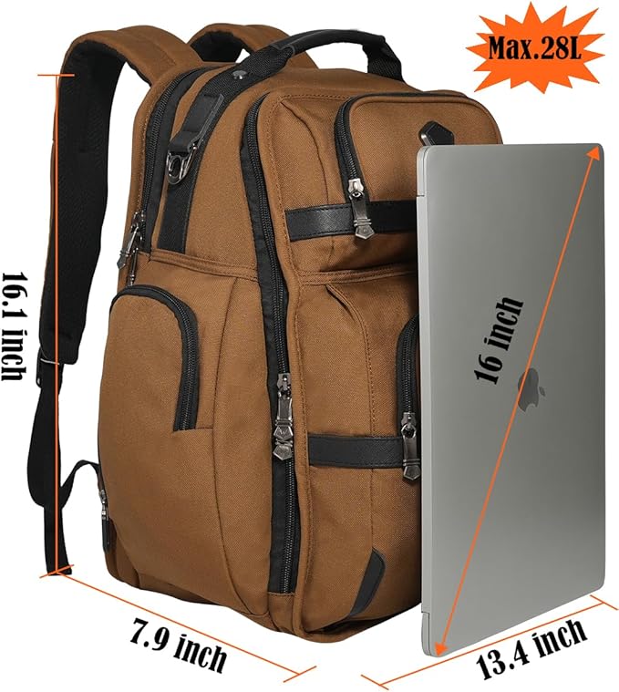 WELKINLAND 24H Business Laptop Backpack - 28L Durable Professional Backpack for Men, 17-Pockets, Fits 16-Inch Laptop