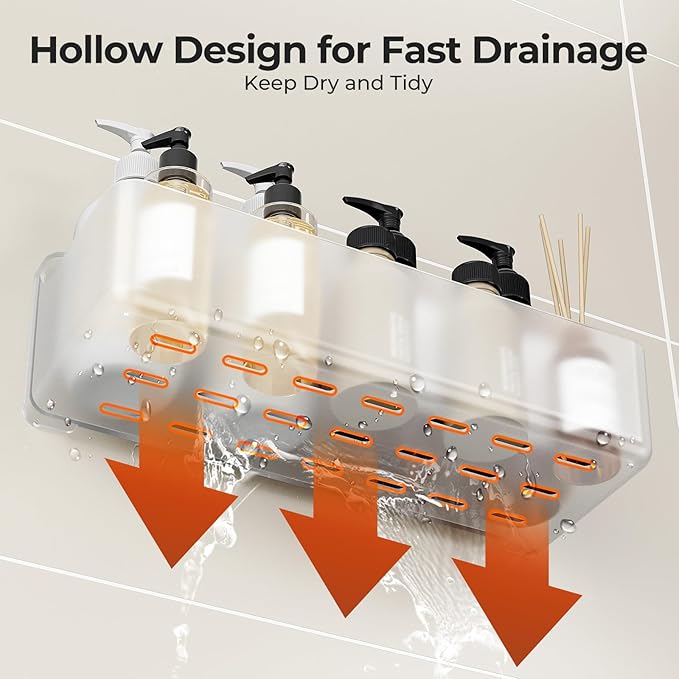 Orimade Shower Caddy 5-Pack, No-Drill Adhesive Shelves for Bathroom, Rustproof ABS Storage Organizer Set, Clear