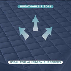 Bare Home Twin Extra Long Quilted Fitted Mattress Pad - Cooling Mattress Cover - Easily Washable - Elastic Fitted Cover for Mattress - Stretch-to-Fit up to 15 Inches Deep (Twin XL, Dark Blue)