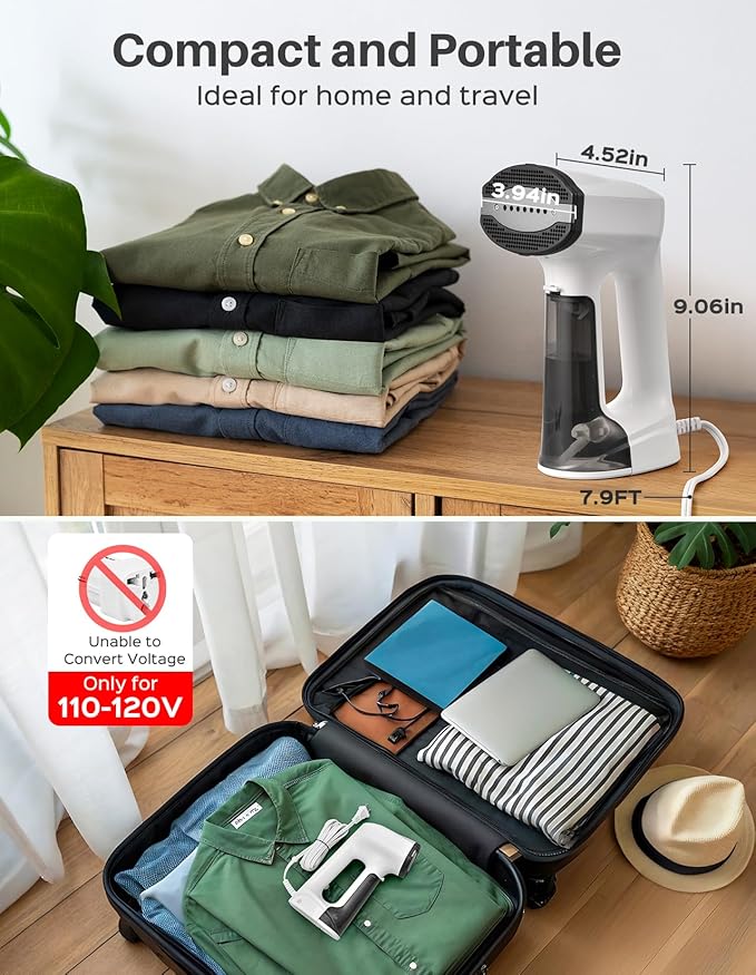 Sweepulire Vacuum Steamer for Clothes, 2500Pa Suction Handheld Clothes Steamer, 3 Modes, LED Display, Portable Travel Steamers for Clothes, Steaming & Ironing 2 In 1, 160ml Water Tank (for 110-120V)