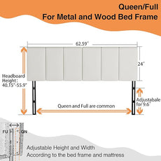 Yongchuang Upholstered Headboard Queen White Faux Leather Headboard for Queen/Full Size Bed Adjustable Height Foldable Heaboard