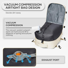 Vacuum Compression Backpack, Travel Vacuum Backpack with Electric Vacpack Pump, Flight Approved Carry On Personal Item Suitcase Luggage for Men Women, Beige, Large