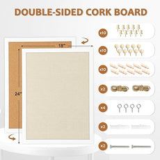 Double-Sided Large Cork Board with Linen, 24