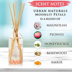 Urban Naturals Moonlit Petals Reed Diffuser Oil Set | Magnolias, Peonies, Daisies, Honeysuckle, Pear & Rosewood | Great Gift Idea for Mom, Grandma, Aunt, Wife or Sister