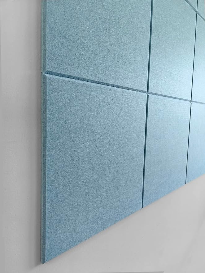 Felt Wall Tiles | Large Cork Board Alternative | Aesthetic Felt Bulletin Board for Office, Home & Classroom | Large Cork Boards for Walls Pinboard (12-Pack) | Baby Blue