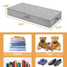 punemi Under Bed Storage Containers, 2 Pack 4.5 Inch Tall Low Profile Underbed Clothes Storage Organizer Bin with Sturdy Side & Bottom Support, Use as Clothes Organizer, Pillow and Blanket Organizer