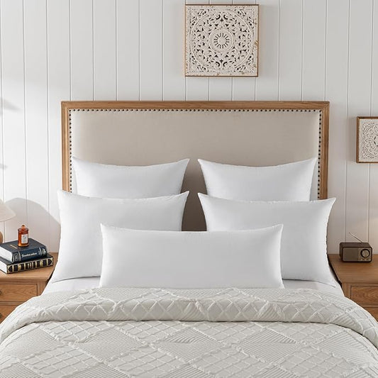 20x20 Decorative Throw Pillow Inserts-Down Feather Pillow Inserts-Square-Cotton Fabric-Set of 2-White.