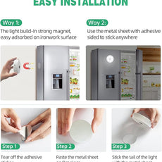LED Closet Lights Motion Sensor Puck Light, Rechargeable Step Puck Lights,Dimmable Under Cabinet Indoor Lighting Magnet Stick-on Light for Counter Kitchen Wardrobe(6 Pack)