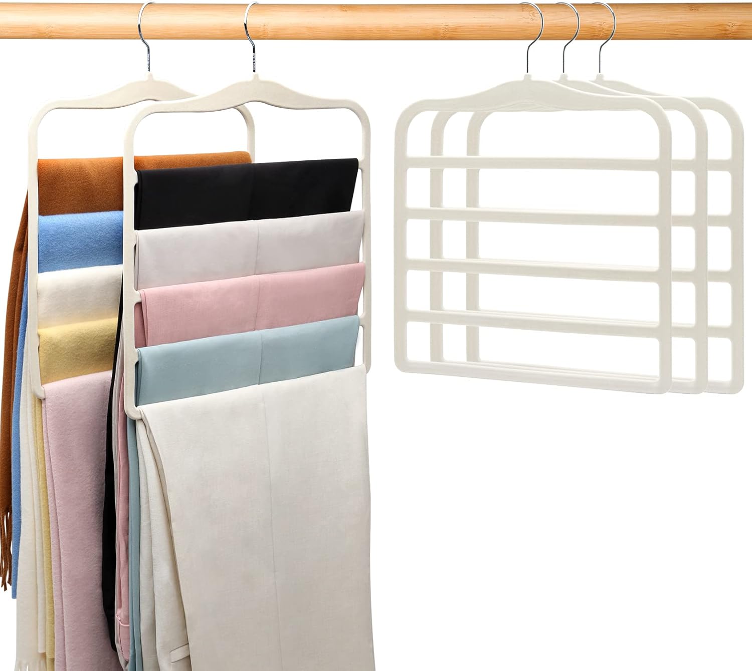 Closet Organizers and Storage,3 Pack Organization and Storage Pants-Hangers-Space-Saving,Velvet Hanger for Dorm Room for College Students Girls Boys Guys Hanging Jean Scarf Dormly