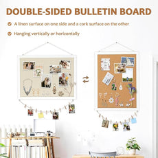 Double-Sided Large Cork Board with Linen, 24