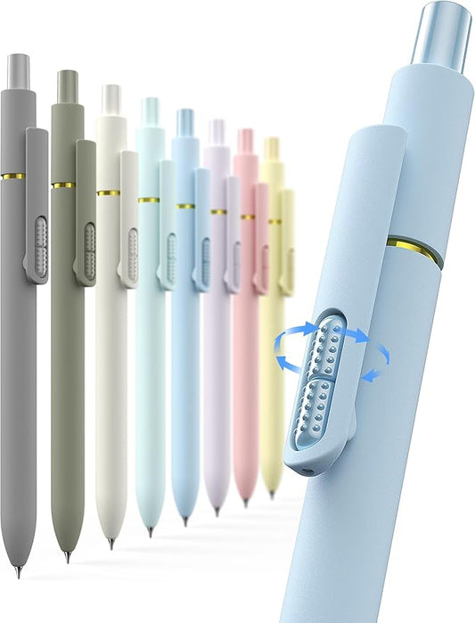 8 Pcs Gel Ink Pens, 0.7mm Fine Point for Smooth Writing Journaling Aesthetic Pens, Black Quick-Dry Long Lasting Fidge Pens, Cute School Office Supplies Gifts for Women （Morandi Black Ink）