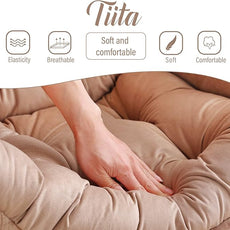 Tiita Lazy Chair with Ottoman, Modern Large Accent Lounge Armchair, Comfy Leisure Sofa Reading Chair with Footrest for Bedroom, Living Room, Dorm Rooms, Garden and Courtyard, Velvet Khaki