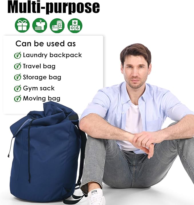 Laundry Bag Backpack Extra Large, 115L Laundry Backpack with Padded Shoulder Strap, Sturdy Travel Laundry Bags, Hanging Laundry Bag for College Dorm, Apartment, Clothes Hamper Bag for Laundromat