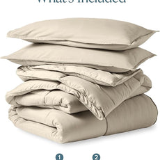 Bare Home Comforter Set - Oversized King Size - Ultra-Soft - Goose Down Alternative - Premium 1800 Series - All Season Warmth (Oversized King, Sand)