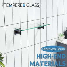 KOKOSIRI Wall Shelves Bathroom Hardware Glass Floating Shelf 16-Inch for Bedroom, Living Room, Kitchen, Hanging Rack Oil Rubbed Bronze B1105ORB-L16