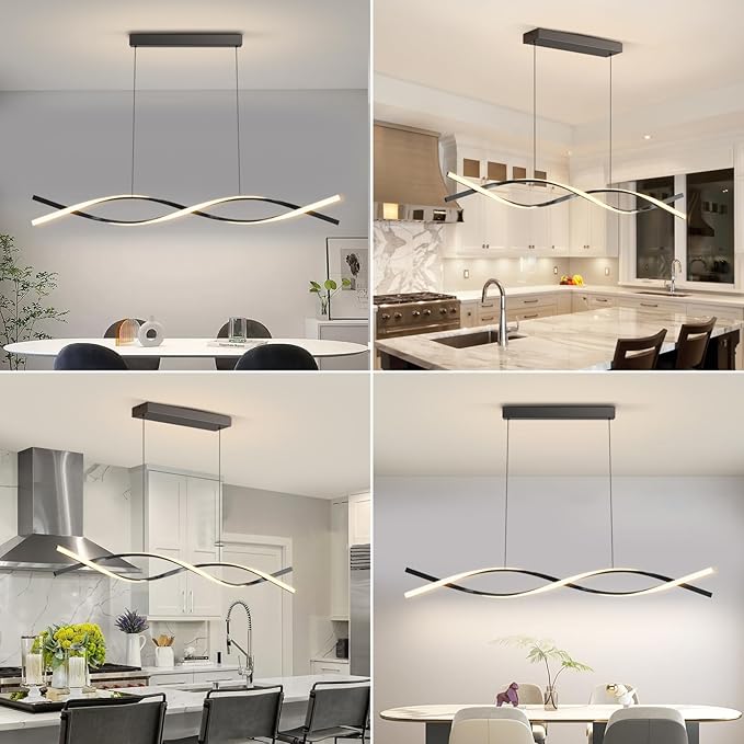 Modern LED Pendant Lights, 39in Chandelier Dimmable with Remote Control 3000k-6000K Adjustable Color Temperature, Aluminum Island Lighting Lamp Fixture for Kitchen, Dining Room, Billiard Room