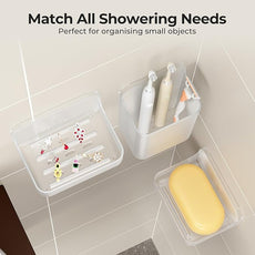 Orimade Shower Caddy 5-Pack, No-Drill Adhesive Shelves for Bathroom, Rustproof ABS Storage Organizer Set, Clear