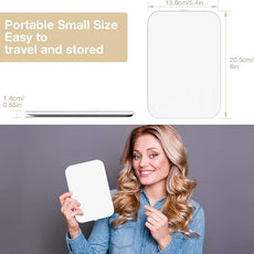 Kintion Travel Makeup Mirror, Portable LED Lighted Makeup Mirror, 360° Rotation Touch Screen Vanity Mirror, 60 LEDs, 3-Color Dimmable Lighting, Rechargeable Tabletop Folding Cosmetic Mirror, White