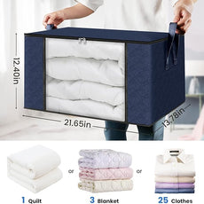 Fab totes Storage Bags,Clothes Blanket Storage Bins Foldable Closet Organizers with Reinforced Handle for Home Dorm Storage and Organization,Fabric Bags for Organizing Sheets,Clothing (Blue,10 Pack)