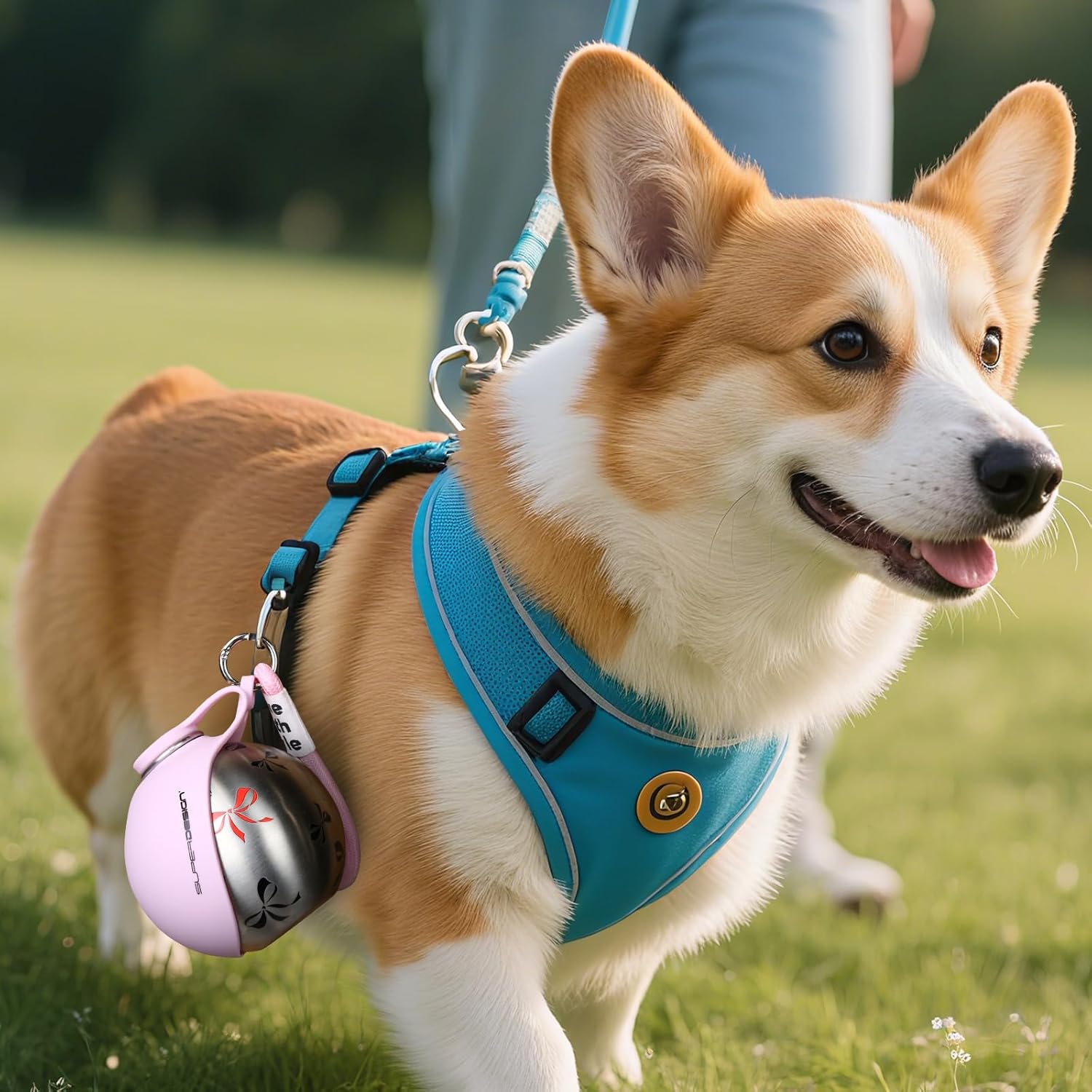 2-in-1 Portable Dog Water Bottle for Small Dogs - Leak-Proof & Compact Dog Travel Water Bottle -Stainless Steel Bottle & Silicone Bowl - Ideal for Walking, Hiking & Travels (10 fl oz, Pink) Dormly