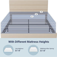 Allewie Full Size Platform Bed Frame with Velvet Upholstered Headboard and Wooden Slats Support, Fully Upholstered Mattress Foundation/No Box Spring Needed/Easy Assembly, Cream
