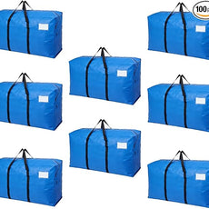 8 Pack Heavy Duty Moving Bags with Backpack Straps & Handles, Large Storage Bags with Zipper for Clothes, College Moving Supplies and Dorm Essentials (24 Gal, Blue)