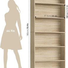 FOTOSOK 6-Tier Open Bookcase and Bookshelf, Freestanding Display Storage Shelves Tall Bookshelf Bookcase for Bedroom, Living Room and Office, Light Oak