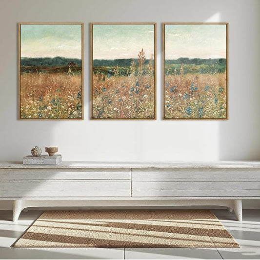 BINCUE Large Wildflower Wall Art Set Vintage Canvas Wall Decor Nature Wilderness Farmhouse Art Print for Living Room Bedroom Office 24x36 Inches