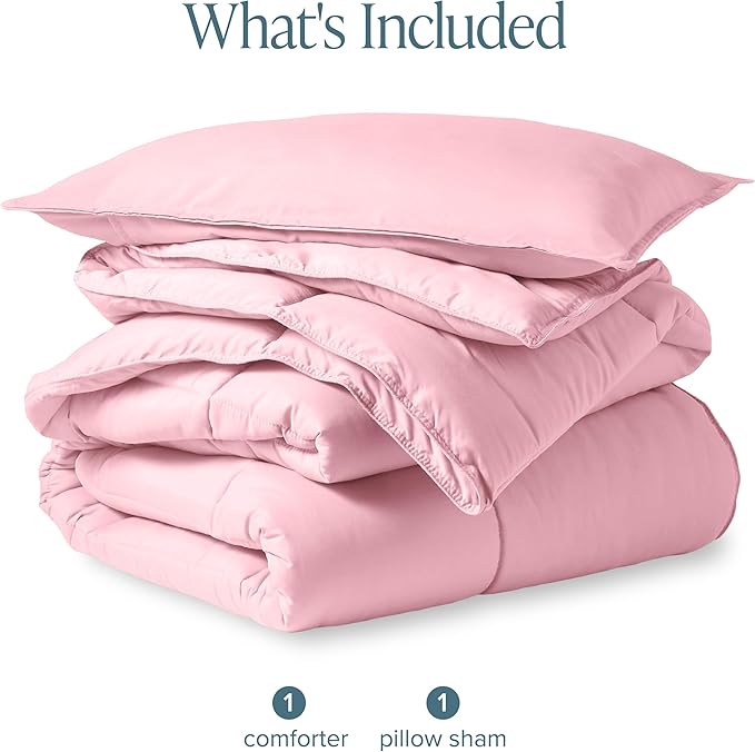Bare Home Comforter Set - Twin/Twin Extra Long Size - Ultra-Soft - Goose Down Alternative - Premium 1800 Series - All Season Warmth (Twin/Twin XL, Light Pink)