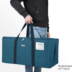 BALEINE Extra Large Storage Tote with Zippers & Carrying Handles, Heavy-Duty Oxford Fabric Moving Bags for Laundry, Space Saving, Storage, 2-Pack, Denim Blue