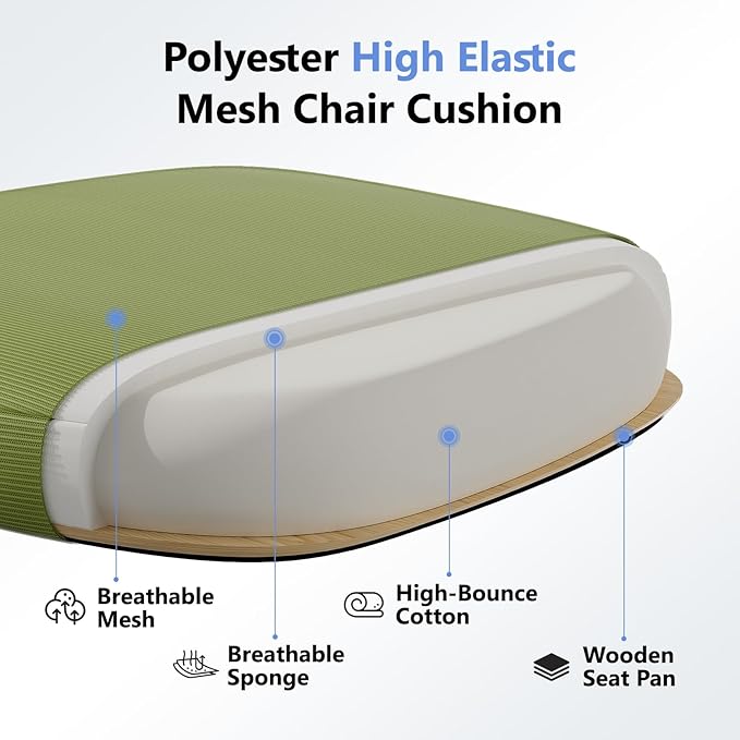 Ergonomic Office Chair M903, Computer Desk Chair with Wheels, High Back Mesh Office Chair with Adjustable Lumbar Support, Headrest, Flip-Up Armrests, Green