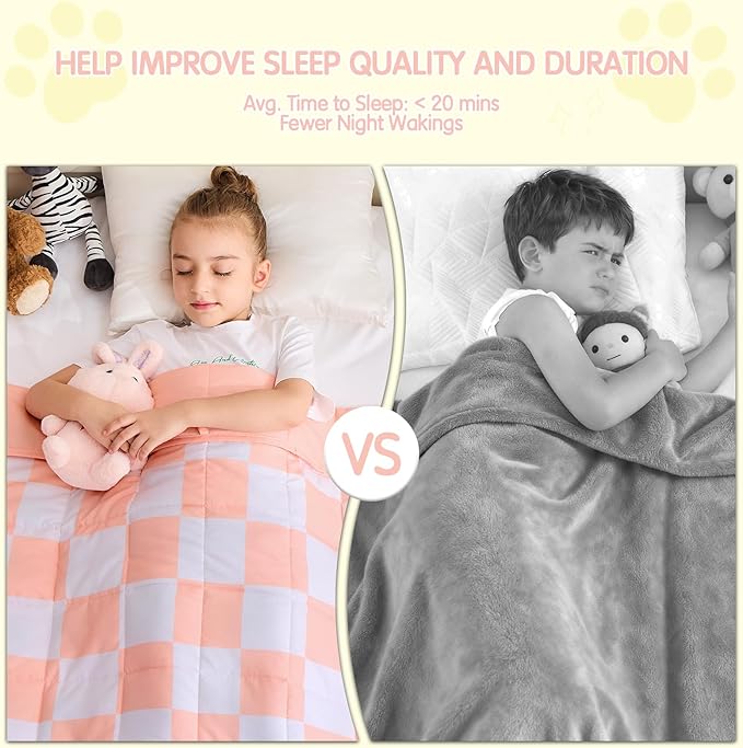 yescool Pink Checkered Weighted Blanket 3 Pounds Plaid Weighted Throw Blanket, Heavy Blanket for Sleeping, Tartan Bed Throw Blanket Gift for 20-40lbs, 36"x48"