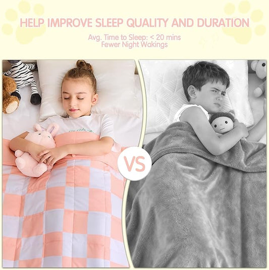 yescool Pink Checkered Weighted Blanket 3 Pounds Plaid Weighted Throw Blanket, Heavy Blanket for Sleeping, Tartan Bed Throw Blanket Gift for 20-40lbs, 36"x48"