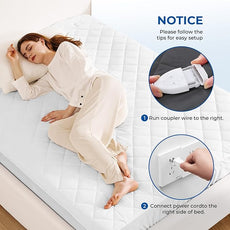 Heated Mattress Pad Twin XL Size Quilted Heating Electric Bed Warmer Luxury Comfort Heat Mattress Pad Cover Single Controller（10 Heat Setting | 1-12 Hours Auto Shut Off | with 8-21 Inch Deep Pocket）