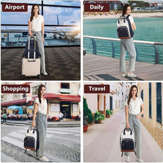 Laptop Backpack for Women, Fits 15.6 Inch Laptop Bag, Fashion Travel Work Backpack Anti-theft Bag with USB Charging, Business Computer Waterproof Backpack Purse, Beige Blue Brown