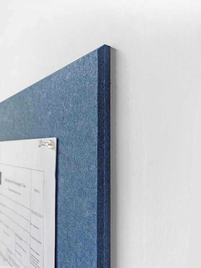 Blue Felt Notice Board 47"x35" | Large Cork Bulletin Board Alternative for Office, Home & Classroom | Felt Wall Tiles (12-Pack) | Blue Classroom Decor Office Supplies | Ocean Blue