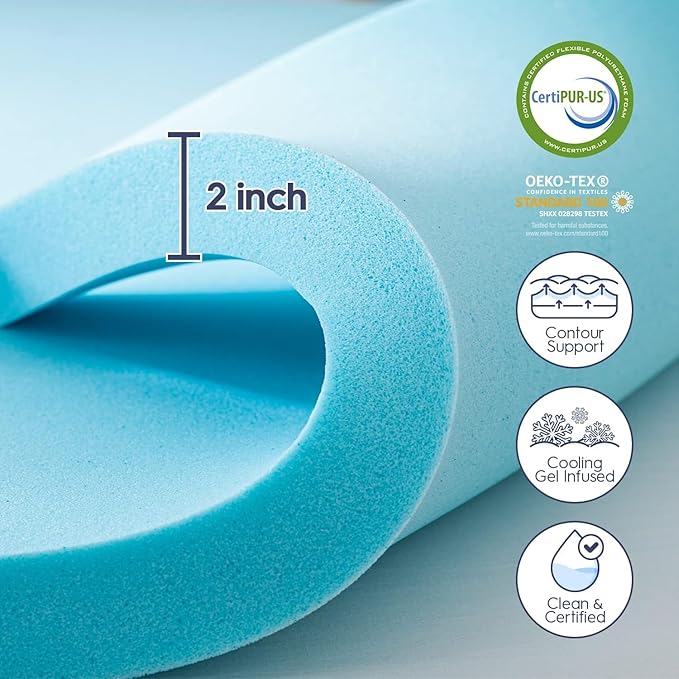 ELEMUSE Twin XL Size Dual Layer 3 Inch Memory Foam Mattress Topper for Pressure Relief, Breathable Pillow Top Mattress Pad with Deep Pocket, Enhanced Support, Non-Slip Design & Removable & Washable