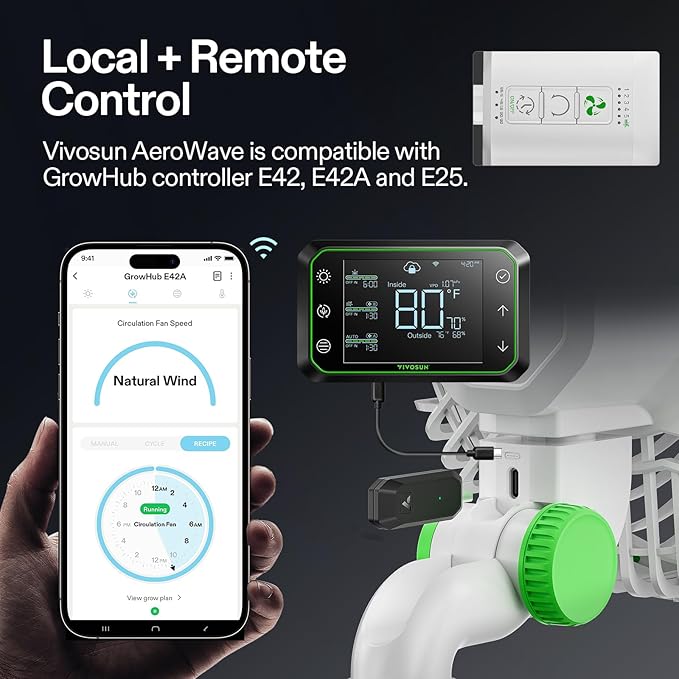VIVOSUN 2-Pack AeroWave E6 Grow Tent Fan 6”, EC Motor, Smart Wifi Control, US Patented Auto Oscillating Clip fan, IP54, Strong Airflow but Quiet for Hydroponic Ventilation Circulation