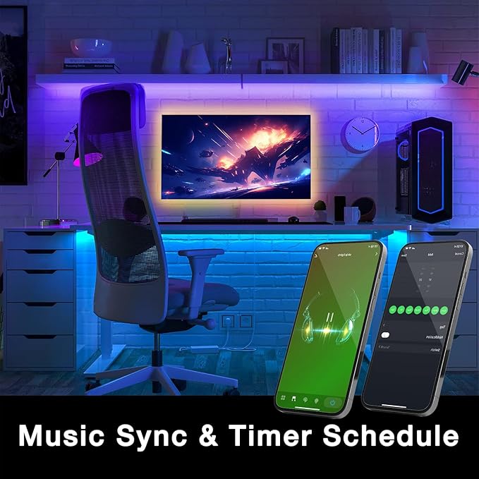 DAYBETTER 65.6ft WiFi Smart Led Lights Strip with Tuya App Control for Bedroom Decoration Work with Alexa and Google Assistant(2 Rolls of 32.8ft)