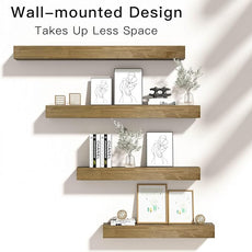 Fireplace Mantel Shelve, Solid Wood Baked Finish Wall-Mounted Floating Shelf for Over Fireplace, Handcrafted Floating Fireplace Mantels with Wooden Bracket, 72x 8 x 6 Inches