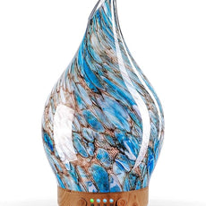 Porseme 100ml Essential Oil Diffuser Glass Color Changing Aroma Air Diffusers Aromatherapy Ultrasonic Cool Mist Humidifier 4 Running Hours Waterless Auto-Off for Sleeping Yoga Office Spa (Light Blue)