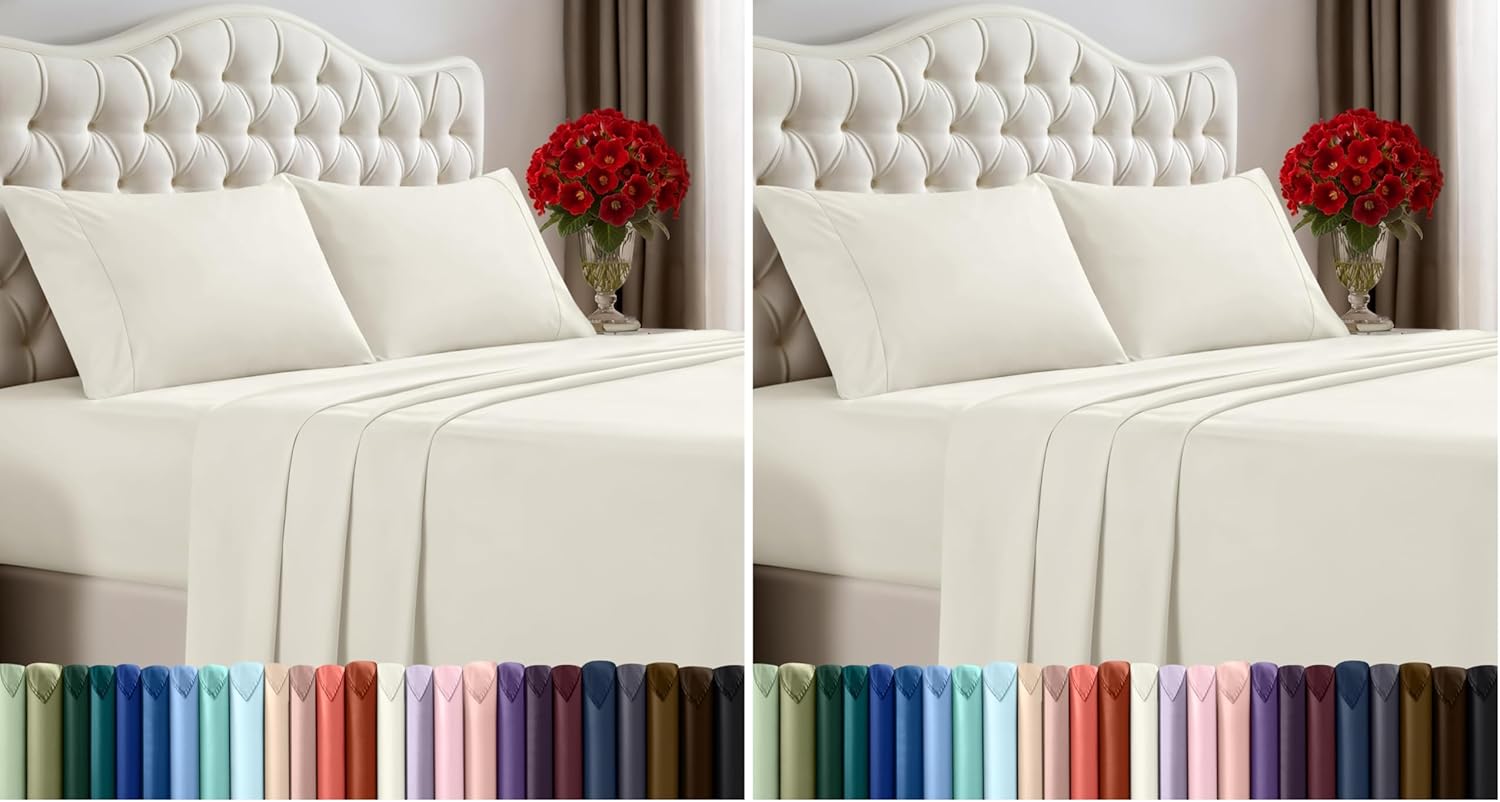 Utopia Bedding Queen Size Sheet Set – 4 Piece Bed Sheets, Soft and Breathable Microfiber, Includes 1 Fitted Sheet, 1 Flat Sheet and 2 Pillowcases – Oeko Tex (Grey) Dormly