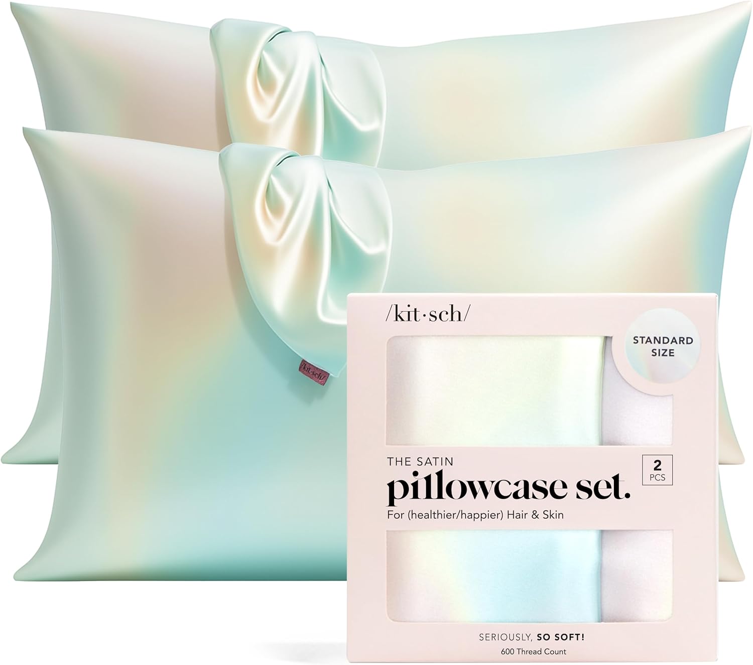Kitsch Satin Pillowcase with Zipper for Hair & Skin - Softer Than Silk Pillow Cases, Smooth Cooling Satin Pillow Case, Wrinkle-Free, Machine Washable, Pillow Cases Standard Size 19x26 - Lavender Dormly