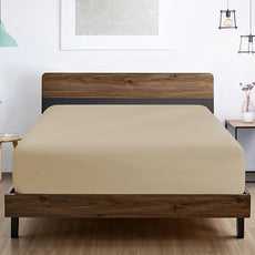 FreshCulture King Fitted Sheet Only - Hotel Quality Ultra Soft & Breathable Brushed Microfiber Fitted Sheet with 21 Inch Deep Pockets - Fits King Size Bed (Beige)