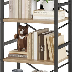 Bookshelf, Kid's Bookshelf, 4 Tier Small Bookcase, Metal Small Bookcase, Book Shelf Organization and Storage for Living Room, Bedroom, and Home Office (Light Coffee)