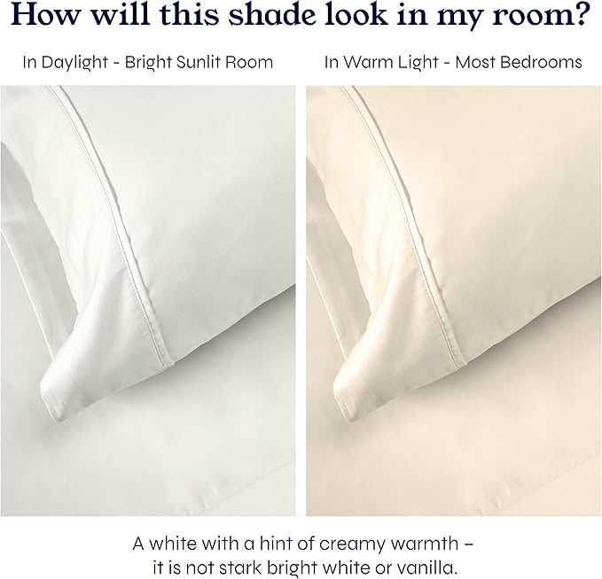 California Design Den 2-Pack Twin XL Sheet Set - 400 Thread Count Sateen 100% Cotton Twin XL Sheet Sets - Soft, Breathable Sheets, 2 Sets of Deep Pocket Bed Sheets - Ivory (Pale Tone)
